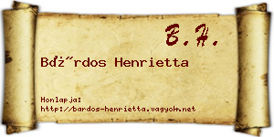 Bárdos Henrietta névjegykártya